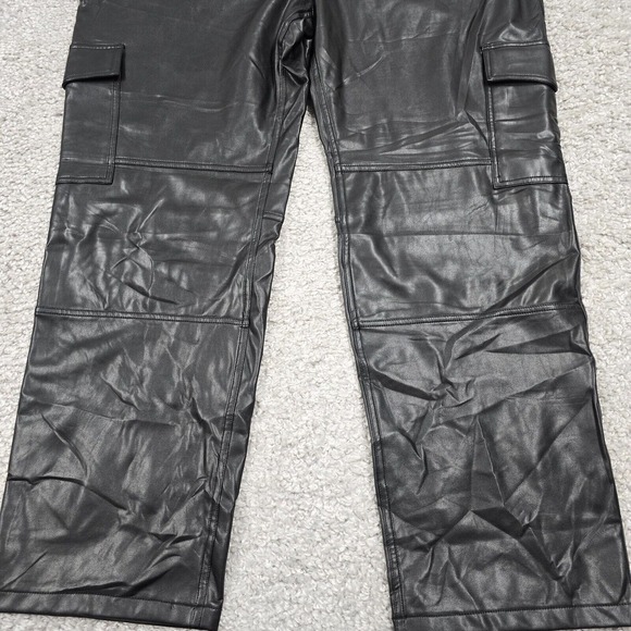 Abercrombie Fitch Pants Womens 37/24L Black 90s Relaxed‎ Jean High Waist Vegan - Picture 2 of 13